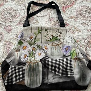 Floral Tote Bag with Black Straps